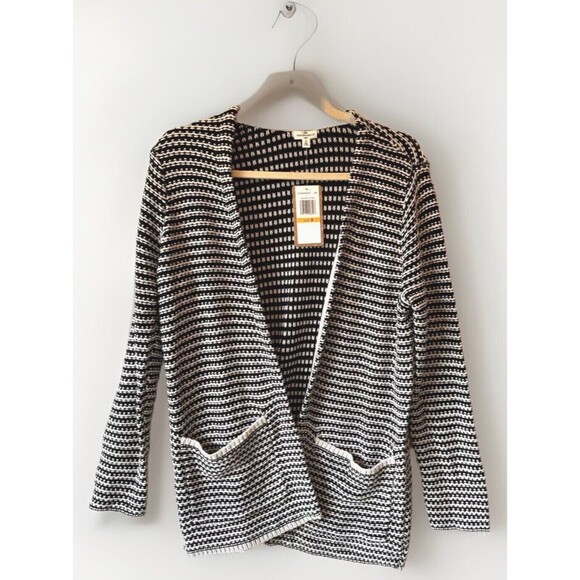 Mason & Belle Sweaters - Mason & Belle Sweater Small Open Front Knit Cardigan Pockets Black White NEW NWT